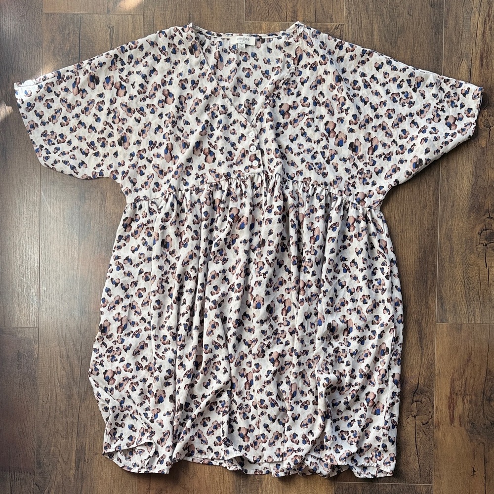 Umgee Floral Print Midi Dress in Cream and Brown